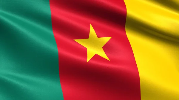 Bandera Camerún Con Textura Tejido Ondulante — Foto de Stock