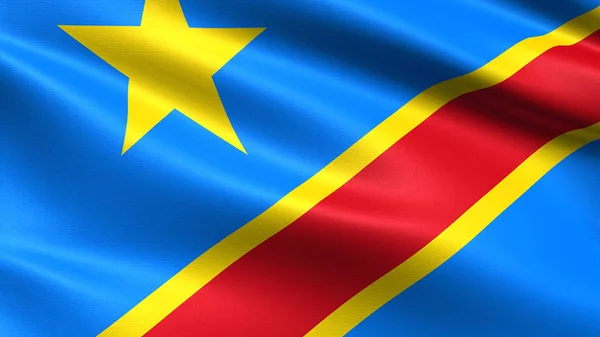 Congo Bandera República Democrática Del Congo Con Textura Tejido Ondulante —  Fotos de Stock