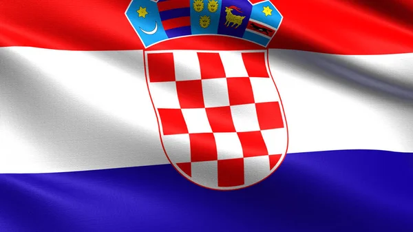 Horvát Zászló Integetett Szövetszerkezetű — Stock Fotó