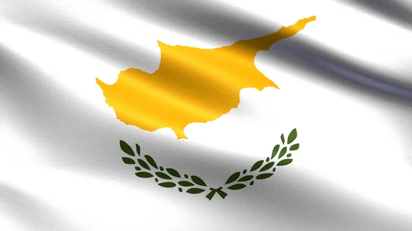 キプロスの旗 手を振る生地の質感と — ストック写真