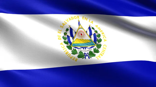 Vlajka Salvadoru Mávající Tkanivo — Stock fotografie