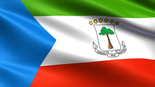 Флаг Экваториальной Гвинеи Размахивающей Текстурой Ткани — стоковое фото