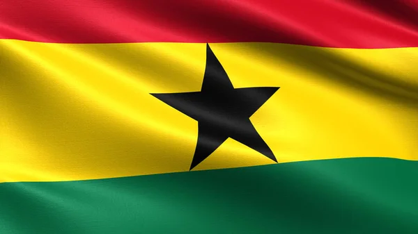 Bandera Ghana Con Textura Tejido Ondulante — Foto de Stock