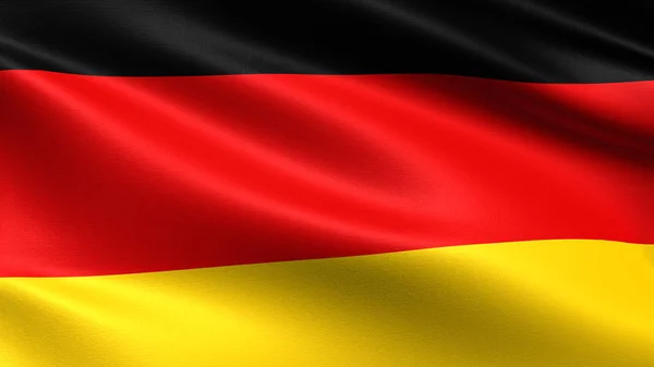 德国国旗 与挥舞的织物纹理 — 图库照片