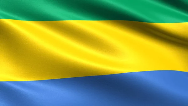 Gabon Vlag Met Wuivende Stof Textuur — Stockfoto