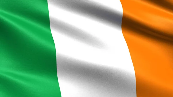 爱尔兰国旗 与挥舞的织物纹理 — 图库照片