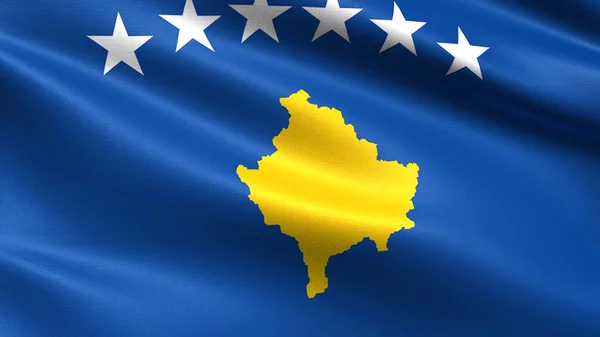 Kosovo Flag Waving Fabric Texture — Stock Photo, Image