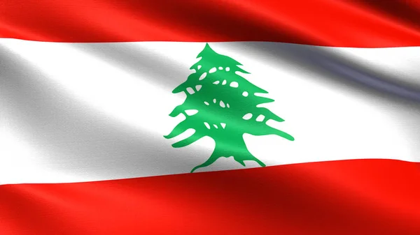 Ливанский Флаг Размахивающей Текстурой Ткани — стоковое фото
