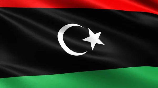 Флаг Ливии Размахивающей Текстурой Ткани — стоковое фото