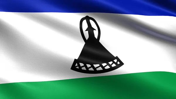 Lesotho Flag Waving Fabric Texture — Stock Photo, Image