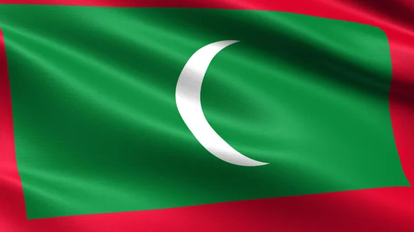 Флаг Мальдив Размахивающей Текстурой Ткани — стоковое фото