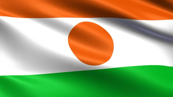 Флаг Нигера Размахивающей Текстурой Ткани — стоковое фото