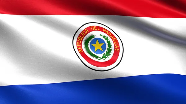 Paraguay Flagga Med Viftande Tyg Textur — Stockfoto