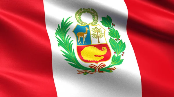 Peru Flagga Med Viftande Tyg Textur — Stockfoto