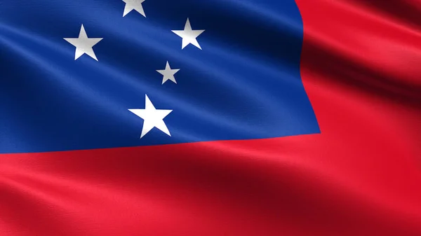 Samoa Flag Med Vinkende Stof Tekstur - Stock-foto