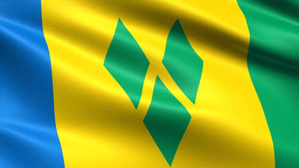 Saint Vincent Grenadines Flag Waving Fabric Texture — Stock Photo, Image