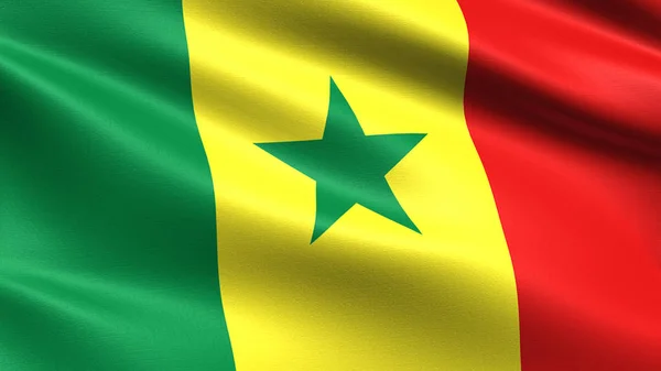 Сенегал Флаг Размахивающей Текстурой Ткани — стоковое фото