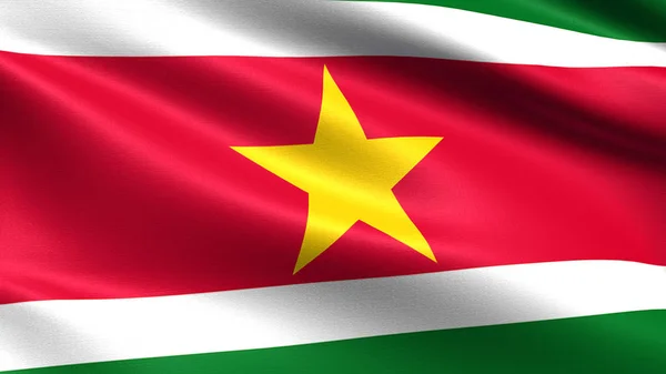 Bandera Surinam Con Textura Tejido Ondulante —  Fotos de Stock