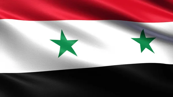 叙利亚国旗 与挥舞的织物纹理 — 图库照片