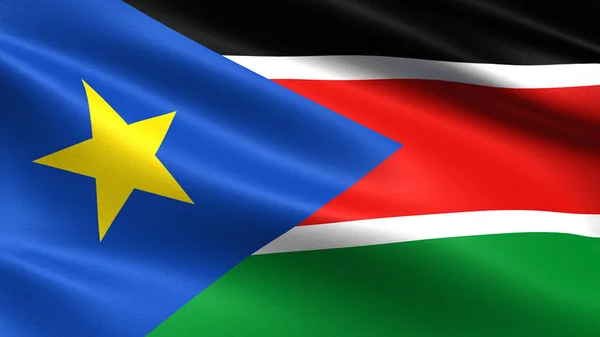 South Sudan Flag Waving Fabric Texture — Stock Photo, Image