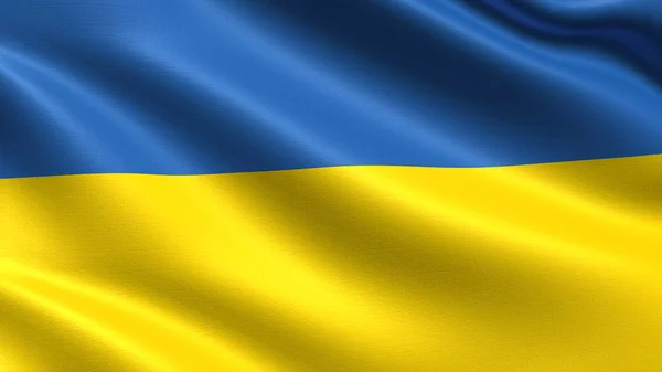 Ukraina Flagga Med Viftande Tyg Konsistens Stockbild