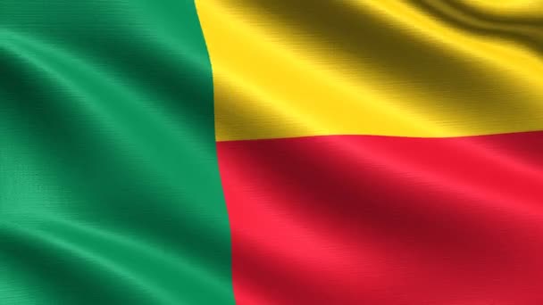 Realistische Vlag Van Benin Naadloze Looping Met Zeer Gedetailleerde Weefsel — Stockvideo