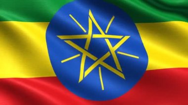 Etiyopya Gerçekçi bayrak, son derece ayrıntılı kumaş dokusu, 4k çözünürlük ile Dikişsiz döngü