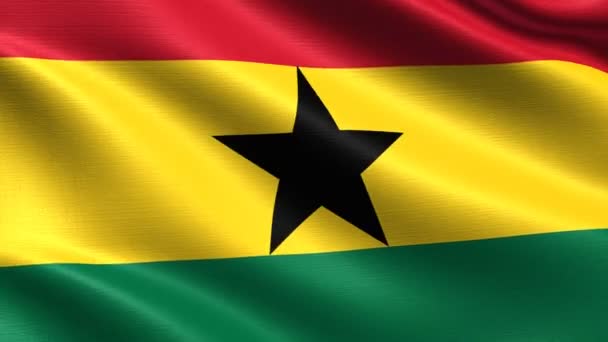 ガーナのリアルな旗 非常に詳細なファブリックテクスチャでシームレスなループ 4K解像度 — ストック動画