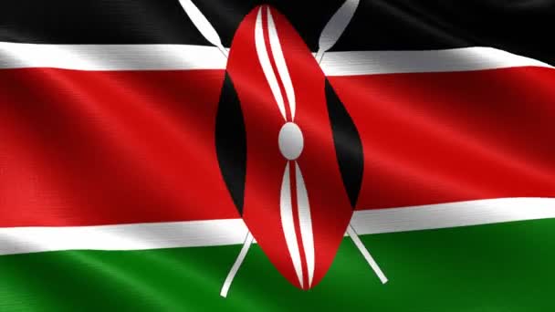 Bandeira Realista Quênia Looping Sem Costura Com Textura Tecido Altamente — Vídeo de Stock