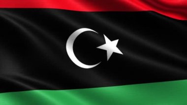 Libya Gerçekçi bayrak, son derece ayrıntılı kumaş dokusu, 4k çözünürlük ile Dikişsiz döngü