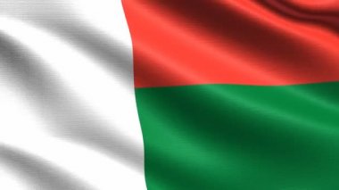 Madagaskar Gerçekçi bayrak, son derece ayrıntılı kumaş dokusu ile Dikişsiz döngü, 4k çözünürlük