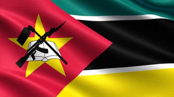 Realistische Vlag Van Mozambique Naadloze Looping Met Zeer Gedetailleerde Weefsel — Stockvideo