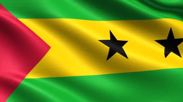 Bandera Realista Santo Tomé Príncipe Lazo Sin Costuras Con Textura — Vídeo de stock