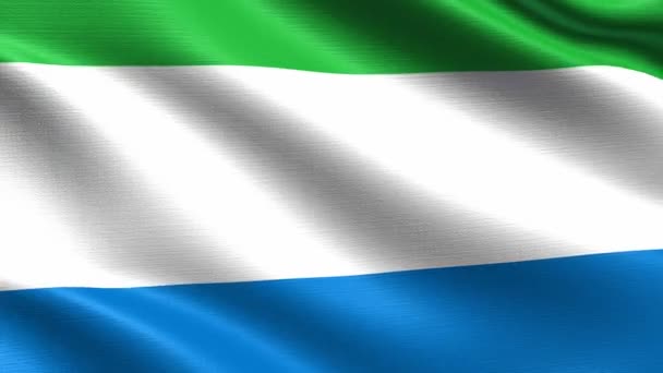 Reális Zászló Sierra Leone Zökkenőmentes Hurkolás Rendkívül Részletes Szövet Textúra — Stock videók