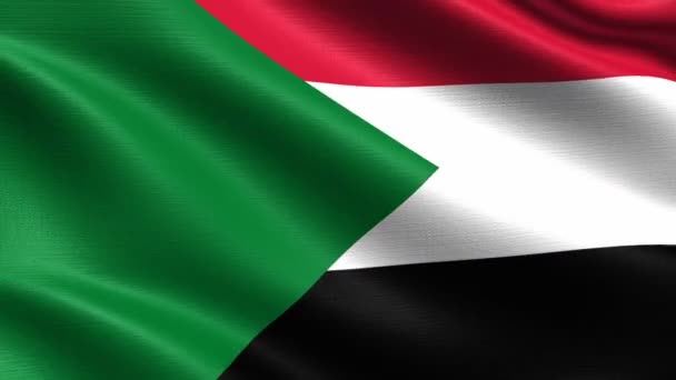 Realistická Vlajka Súdánu Bezešvá Smyčka Vysoce Podrobnou Strukturou Tkaniny Rozlišení — Stock video