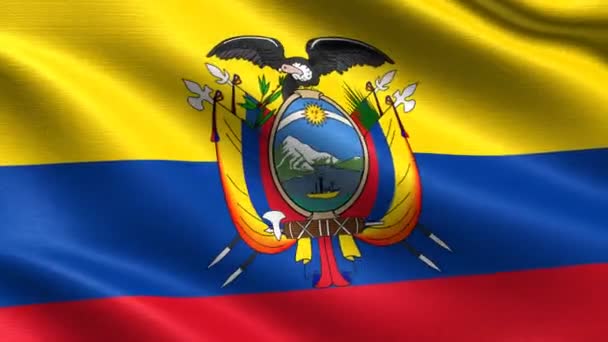 Realistische Vlag Van Ecuador Naadloze Looping Met Zeer Gedetailleerde Weefsel — Stockvideo