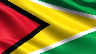 Guyana gerçekçi bayrak, son derece ayrıntılı kumaş dokusu, 4k çözünürlük ile Dikişsiz döngü