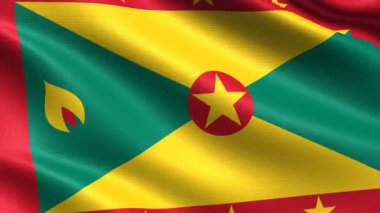 Grenada gerçekçi bayrak, son derece ayrıntılı kumaş dokusu ile Dikişsiz döngü, 4k çözünürlük