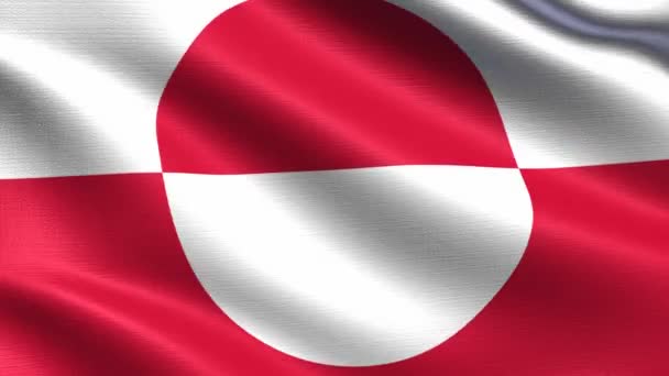 Realistisk Flagga Grönland Sömlös Looping Med Mycket Detaljerad Tyg Konsistens — Stockvideo