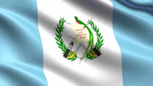 Realistisk Flagga Guatemala Sömlös Looping Med Mycket Detaljerad Tyg Textur — Stockvideo
