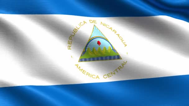 Bandera Realista Nicaragua Lazo Sin Costuras Con Textura Tela Altamente — Vídeos de Stock