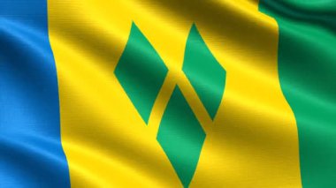 Saint Vincent ve Grenadinler Gerçekçi bayrak, son derece ayrıntılı kumaş dokusu, 4k çözünürlük ile Dikişsiz döngü