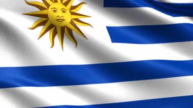 Uruguay Gerçekçi bayrak, son derece ayrıntılı kumaş dokusu, 4k çözünürlük ile Dikişsiz döngü