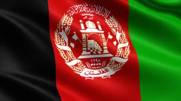 Ρεαλιστική Σημαία Του Αφγανιστάν Απρόσκοπτη Βρόχο Πολύ Λεπτομερή Υφή Υφάσματος — Αρχείο Βίντεο