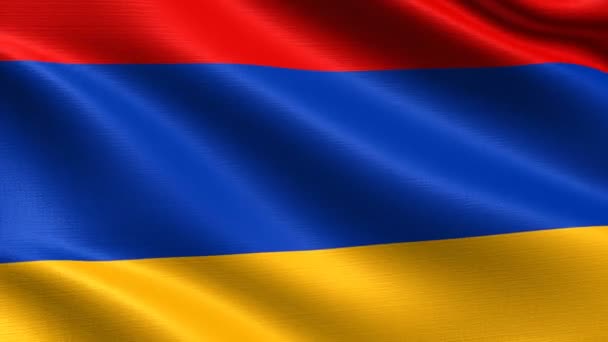 Realistische Vlag Van Armenië Naadloze Looping Met Zeer Gedetailleerde Weefsel — Stockvideo