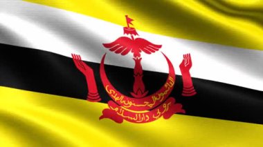 Brunei gerçekçi bayrak, son derece ayrıntılı kumaş dokusu, 4k çözünürlük ile Dikişsiz döngü