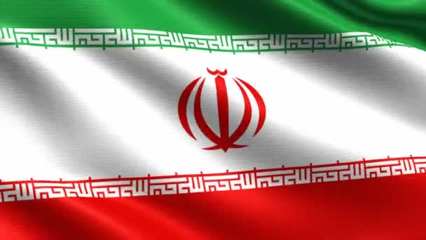 イランのリアルな旗 非常に詳細なファブリックテクスチャでシームレスなループ 4K解像度 — ストック動画