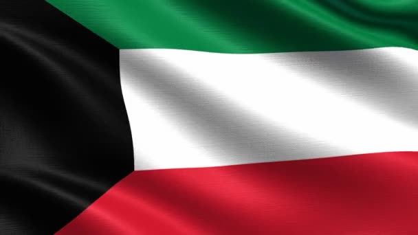 Bandeira Realista Kuwait Looping Sem Costura Com Textura Tecido Altamente — Vídeo de Stock