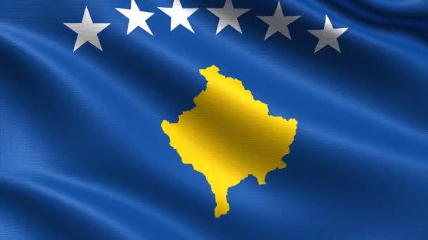 Realistic Flag Kosovo Seamless Looping Highly Detailed Fabric Texture Resolution — Stock Video