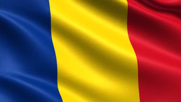 Bandiera Realistica Della Romania Loop Senza Cuciture Con Texture Tessuto — Video Stock